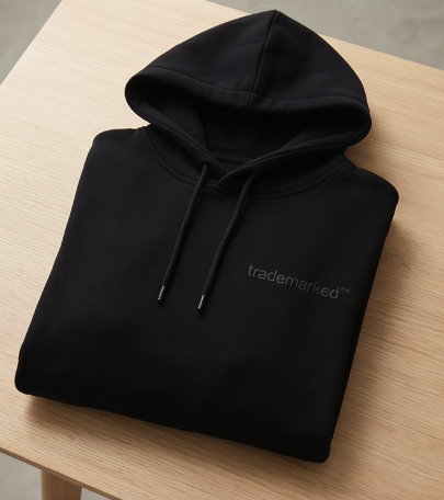 Folded Trademarked Threads core hoodie with embroidered chest mark.