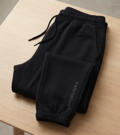 Folded Trademarked Threads core sweatpant with side-leg wordmark.